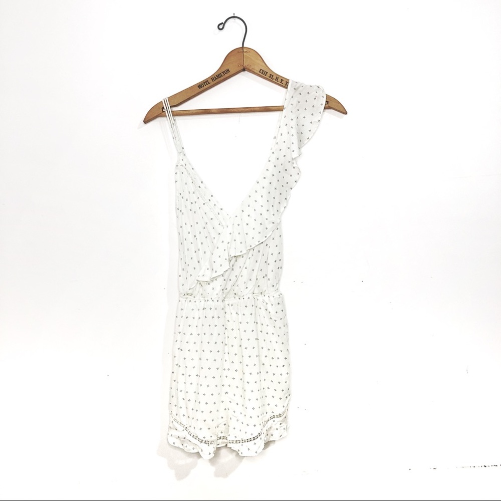 Free People | White Ruffle Playsuit